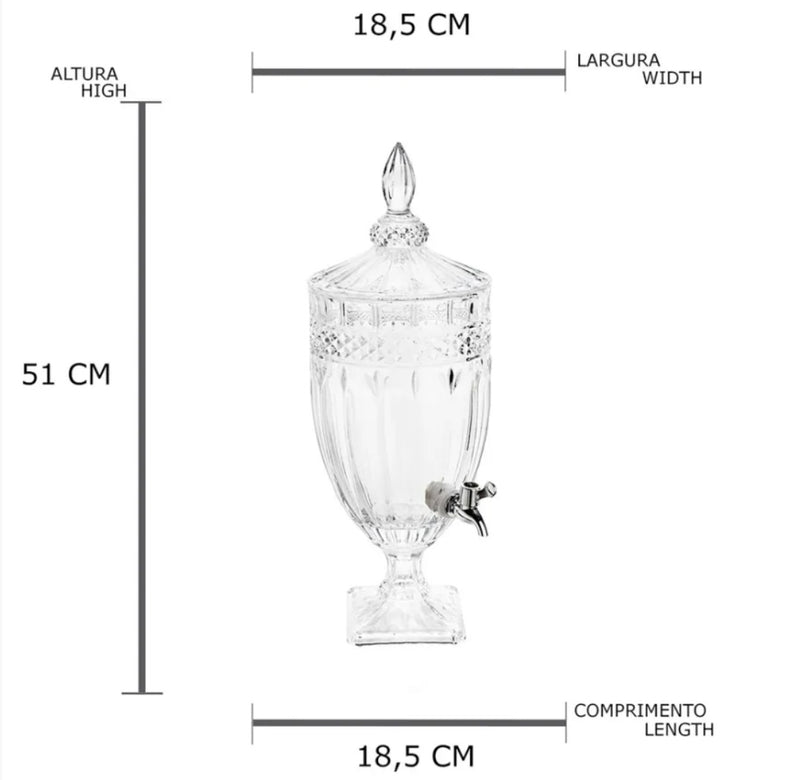 Suqueira Brandon em Cristal Ecológico com Pé e Tampa 4L - Wolff